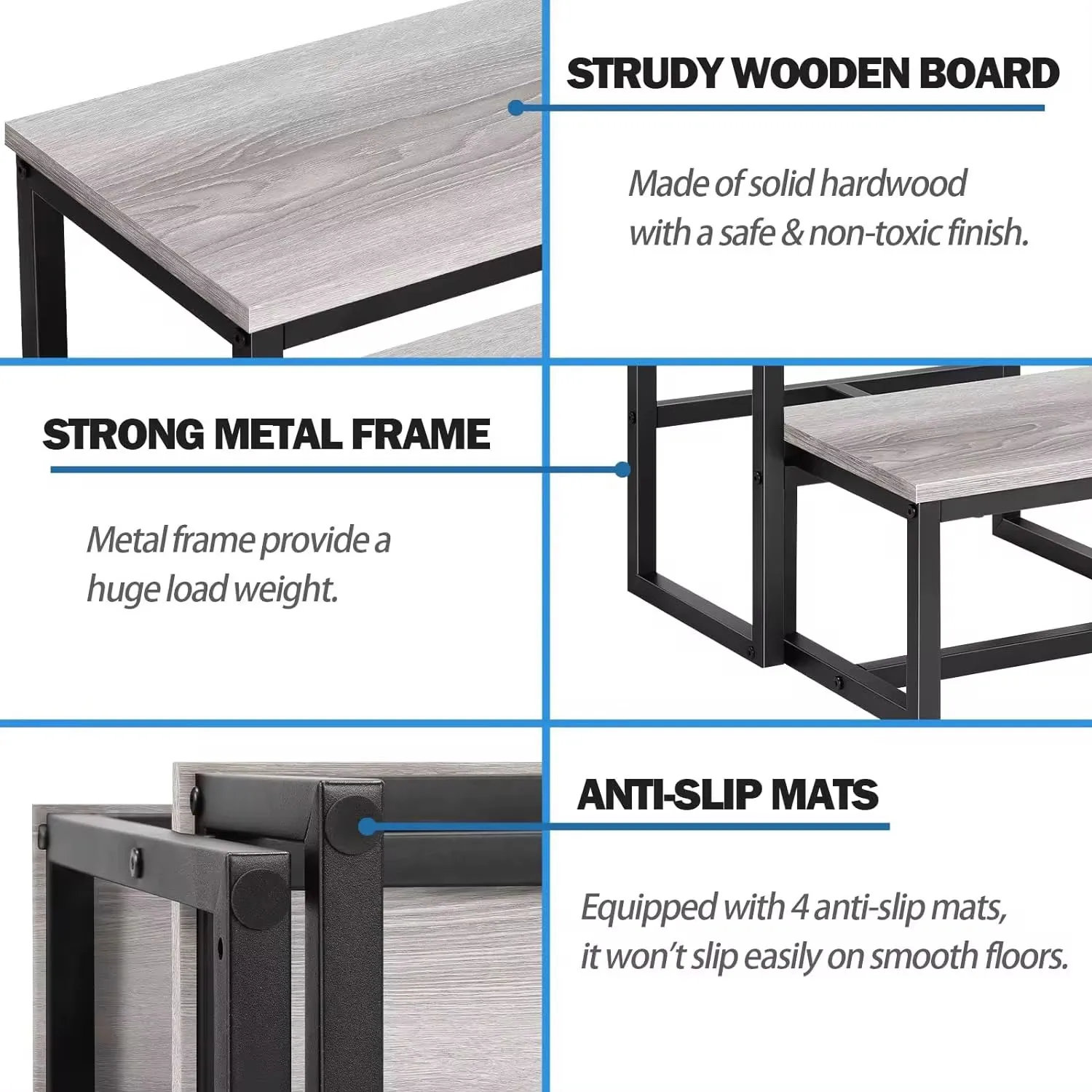 "Heavy-Duty Wooden Step Stool for Adults: 3-in-1 Bed Step Stool with Metal Frame, Supports Up to 500 lbs, Ideal for Kitchen & Ba