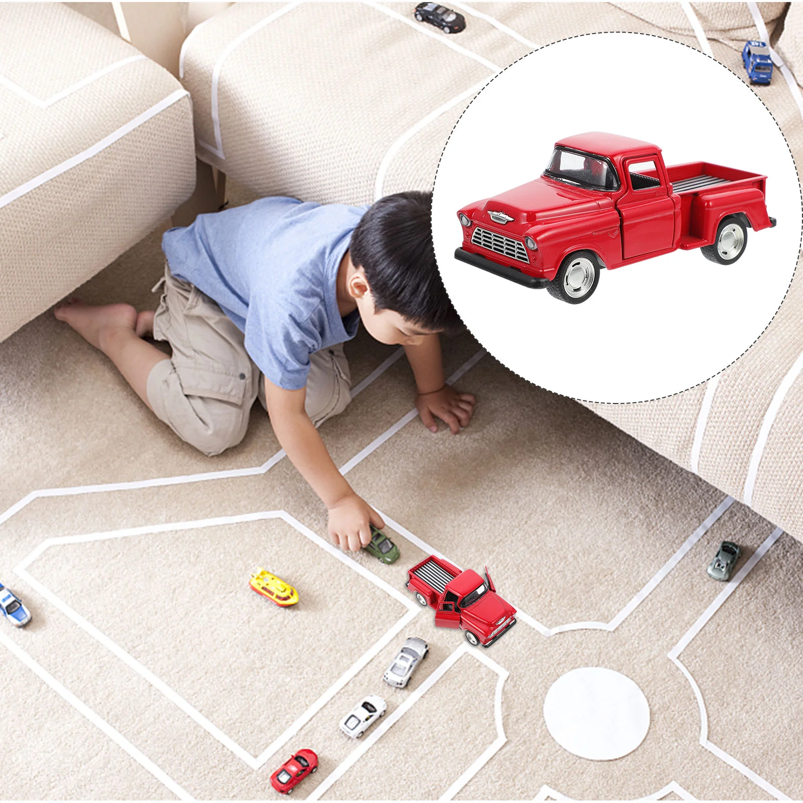 Zerodeko Vintage Truck Toy Little Model Car Realistic Metal Pickup Truck Tabletop Decoration Small Vehicle Model