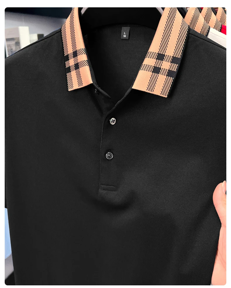 High quality striped lapel short sleeve T-shirt men's summer comfort fashion trend loose casual new breathable luxury polo shirt 33 Sc509363750b54a5c9f7a969969a1f1d9v