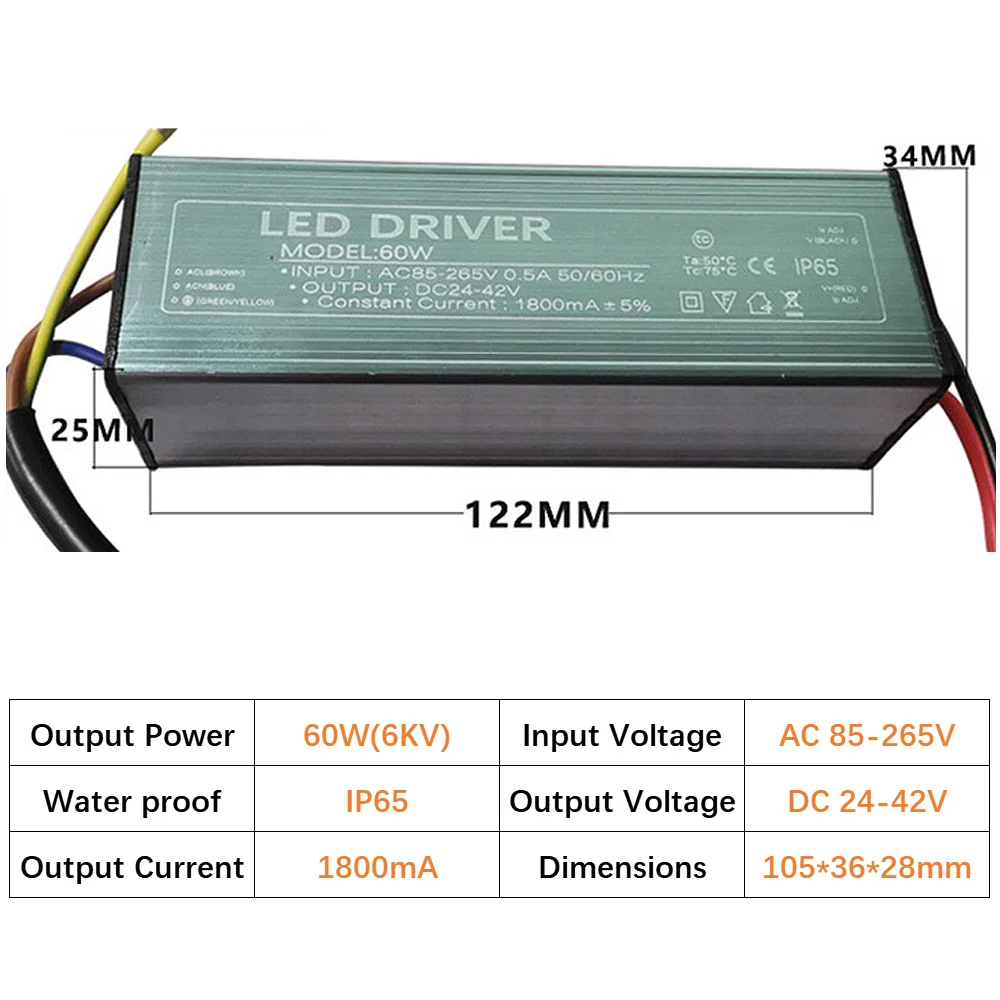 Isolated Power Supply LED Constant Current Drive 20W-100W LED Power Supply 3 Core Waterproof Driver for Floodlight Street Light