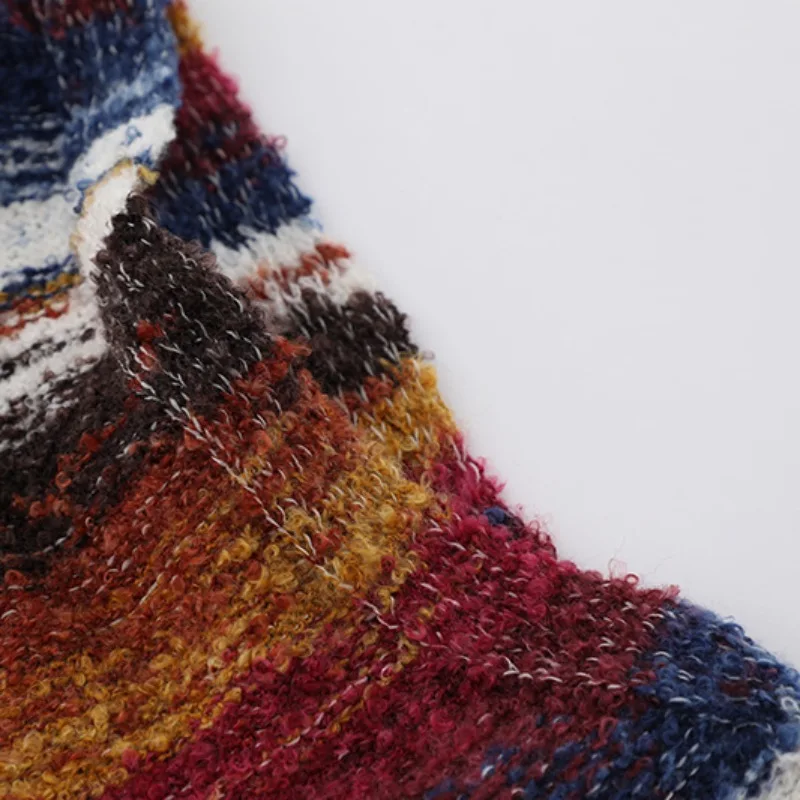 Fashion Colored Striped Knitted Vest Sweaters Unisex Harajuku Casual Single Breasted Vests Streetwear Sweater Jumper Knitwear