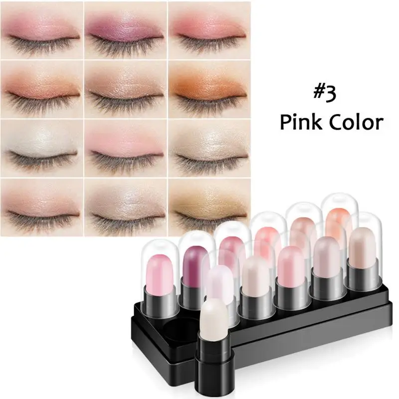12pcs/set Eyeshadow Stick Glitter Waterproof Lasting Pearlescent Eyeshadow Pencil Highlighter Stick Pen Eyes Makeup Beauty Tools