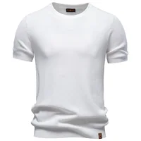 Nouveau T-shirt d'été pour homme à col rond, coupe européenne, couleur unie fluide, manches courtes, haut décontracté - PSD8000 4