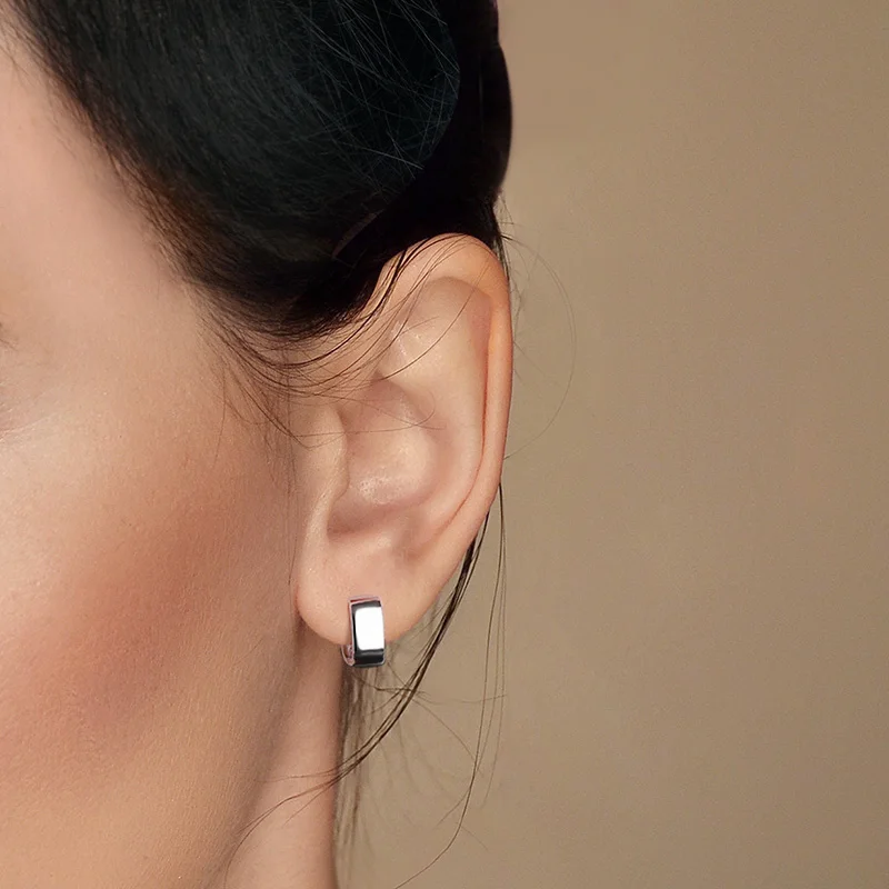 TrustDavis Real 925 Sterling Silver Fashion Gold/Silver Square Hoop Earring for Women Wedding Birthday Fine Jewelry DS3511 hoop earrings silver earrings silver hoop earrings womens earrings