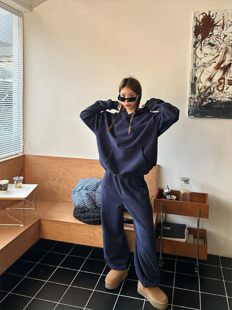 HOUZHOU Vintage Casual 2 Piece Sets Women Outfit Pant Sets Oversized Korean Style Tracksuit Autumn Basic Streetwear Harajuku 5