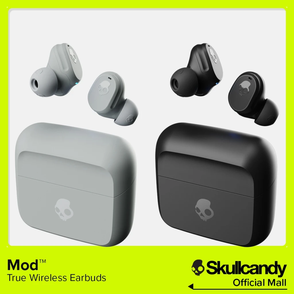 

Choice Skullcandy Mod Wireless Earphones Waterproof Noise Reduction Headphones With Smart Mic Earbuds and HD Voice Light Grey