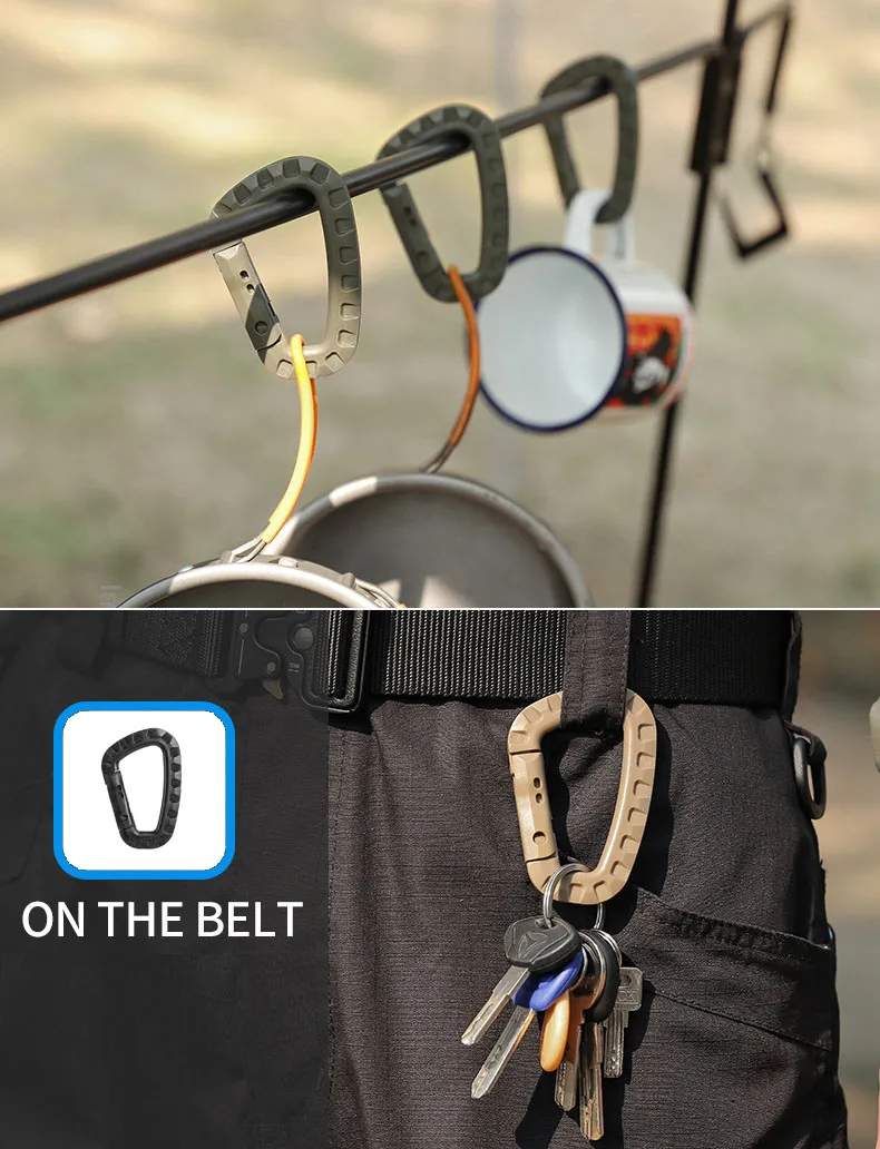5 stücke Taktische 3,5 "Kunststoff Karabiner Molle Clip ITW Schlüsselbund D-Form Harte Frühling Schnalle Haken Für Outdoor wandern Camping Werkzeuge – Detail 3