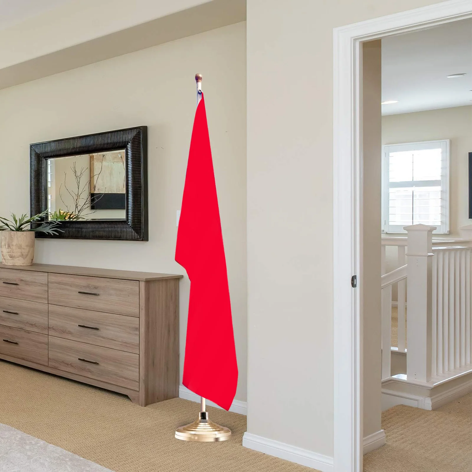 Floor Stand Base for Indoor Flagpole Gold Finish Indoor Flag Pole Holder for Classroom Conference Room Home Office Party