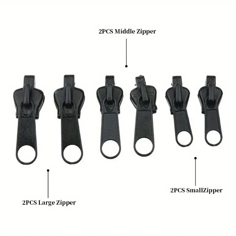 6pcs Instant Zipper Repair Kit with Universal Design & Multiple Sizes, Replacement Zipper