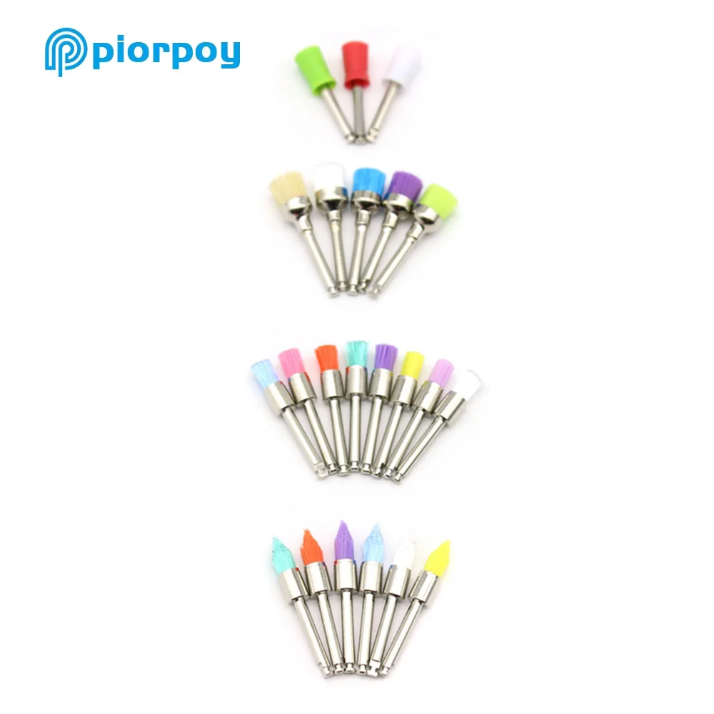 Dental Polishing Prophy Brushes - White Nylon Tapered Cup (100-Pack)