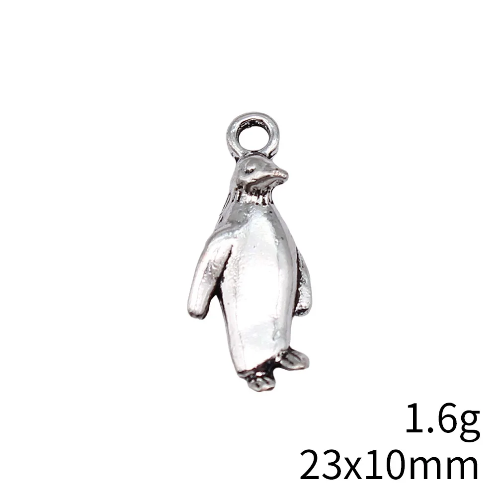 10 Piece Penguin Charms - Antique Silver Tone Jewelry Making Supplies For Necklaces & Bracelets
