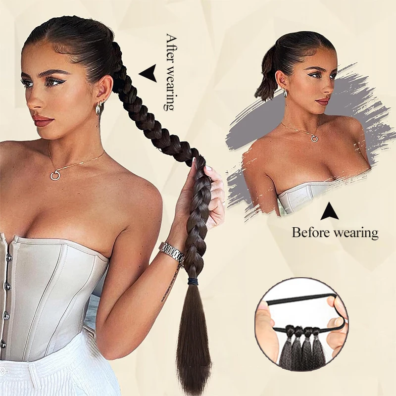 Four strand braided wig ponytail dirty braid slender Fried Dough Twists braid wig braid ponytail