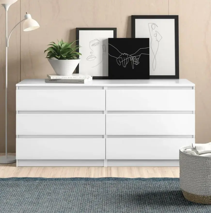 Modern Contemporary 6 Drawer Wide Double Bedroom Dresser in White High Gloss AliExpress