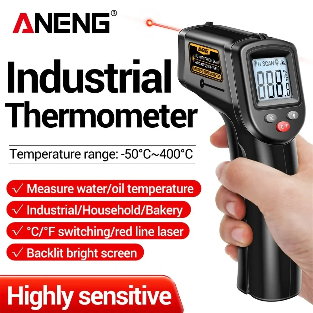 Digital Thermometer ANENG TH201 Celsius Display Infrared Highly Sensitive Non-contact Temperature Measuring Gun Hygrometer