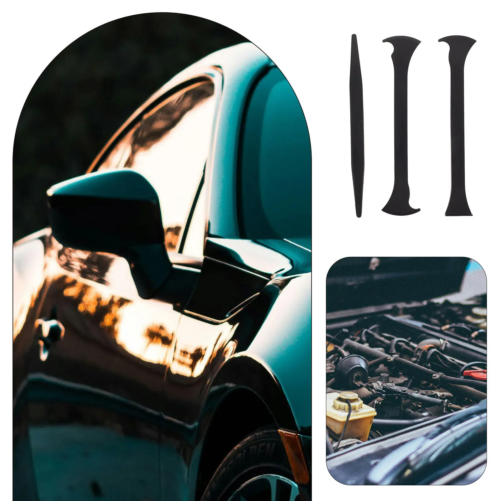 3종 자동차 비닐 랩핑 도구 키트 자동차 플라스틱 스크레이퍼 엣지 트리밍 투명 필름 시공 차량 랩핑 키트 수리 도구