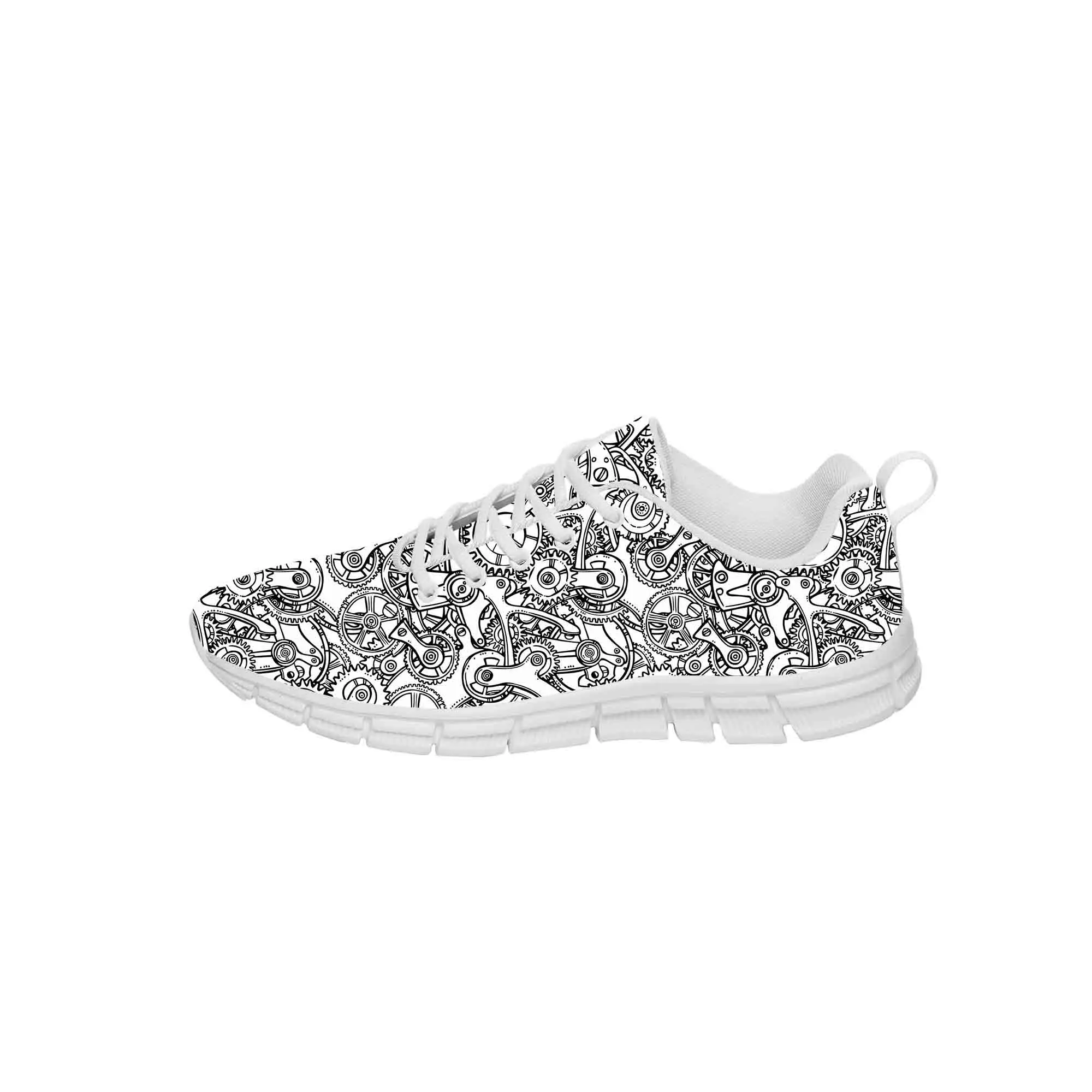 

Gears Texture Sneakers Mens Womens Teenager Fashion Casual Cloth Shoes Canvas Running Shoes White 3D Printed Lightweight shoe