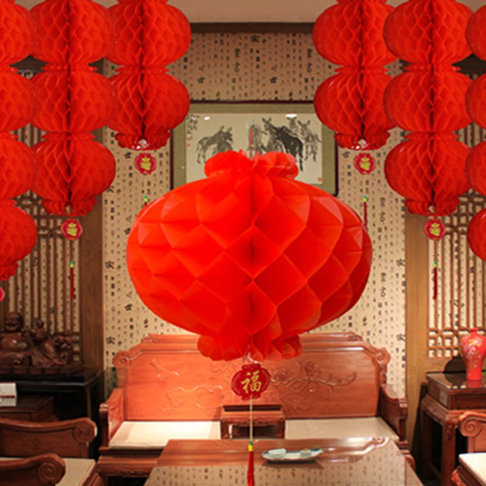 2 lanternes chinoises nids d'abeilles Nouvel an chinois 473203 decoration fetes 