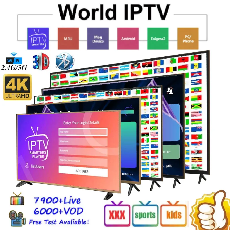 IP TV M3U 4K Smarters Pro Android Box bluetooth H.265 проигрыватель 2 4G Wifi все Европы XXX Amlogic PC Ott Xtream