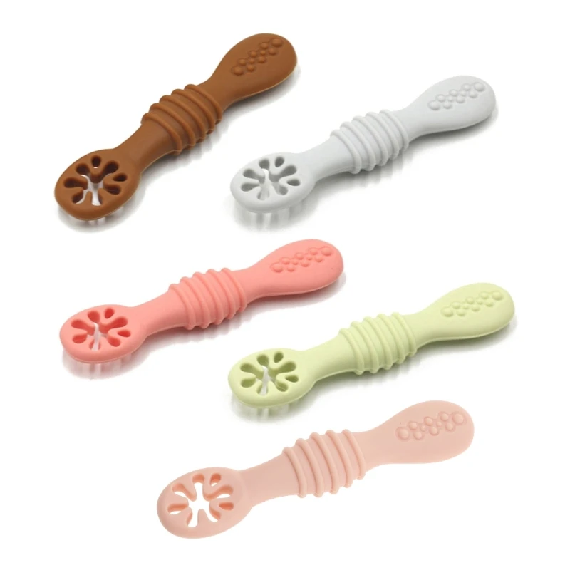 11UC Baby-Led Weaning Silicone Spoon Newborn Learning Feeding Training Utensils silicone feeding spoon silicone cutlery set learning spoons baby cutlery