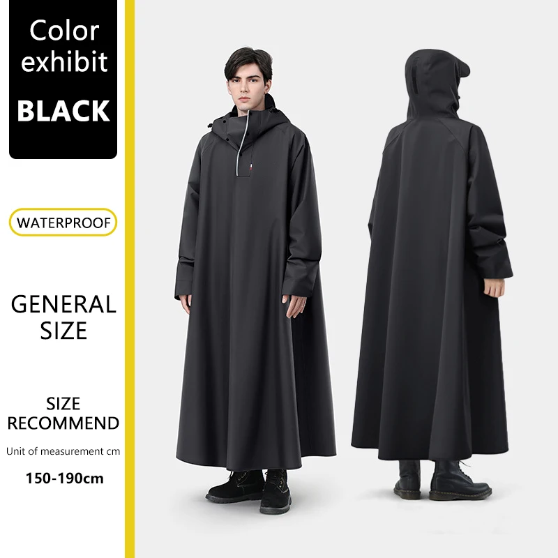 BLALION Waterproof Oversized Hooded Rain Poncho - Unisex Fashionable Long Raincoat