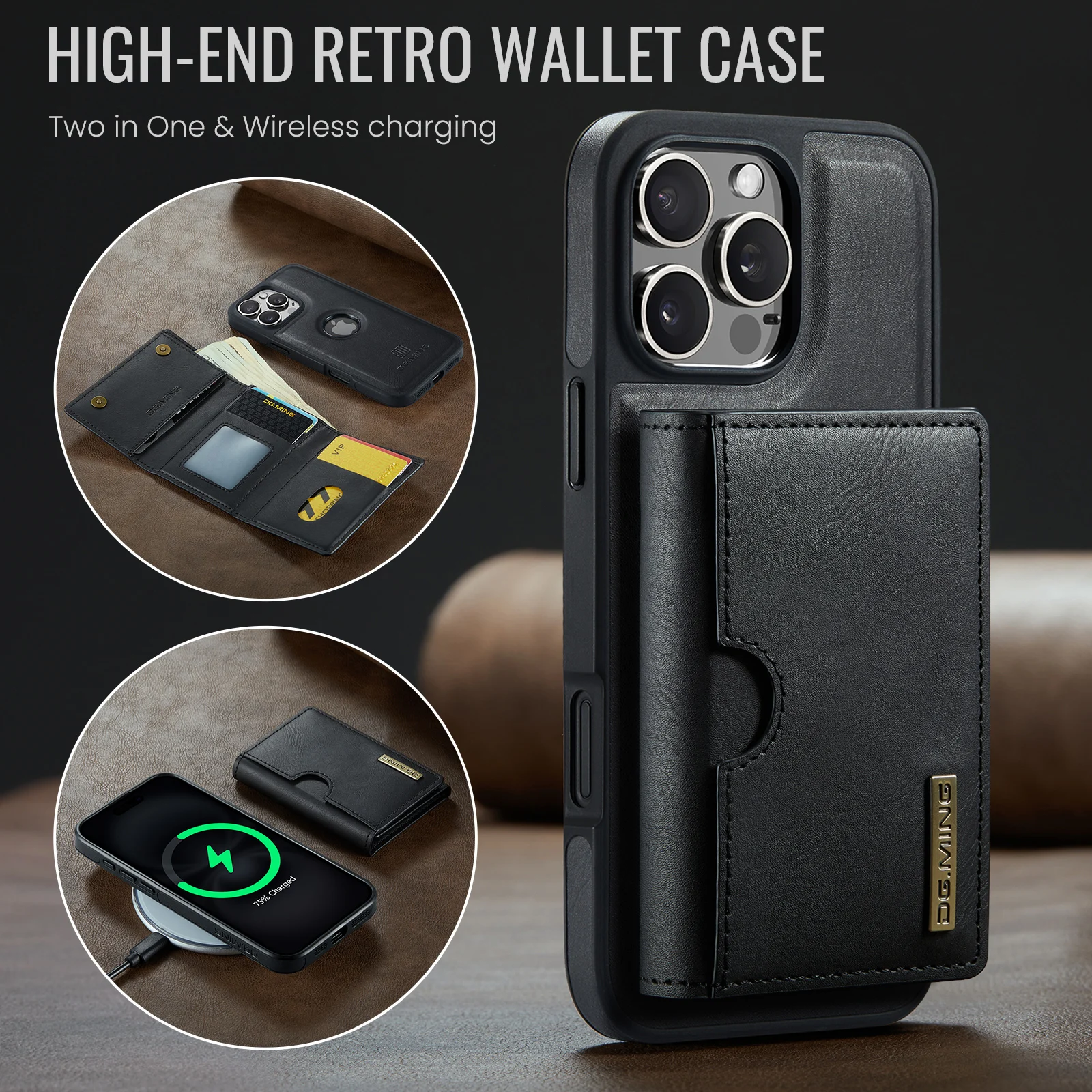 Premium Detachable Magnetic Leather Wallet Phone Case with Card Holder