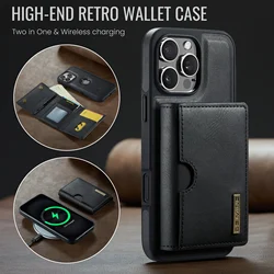 Premium Detachable Magnetic Leather Wallet Phone Case with Card Holder - iPhone 13 Pro Max (Black DG M6)
