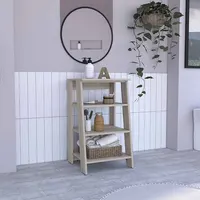 Linen Cabinet Jenne, Four Open Shelves, Light Gray Finish 1
