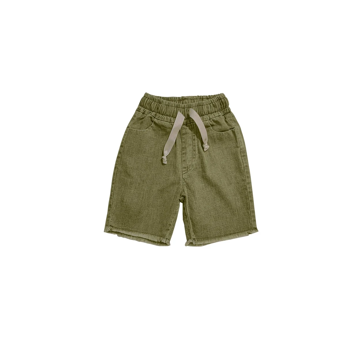 Pre-Order Washed Green Denim Fringe Collection: Kids' Fashion Cotton Apparel