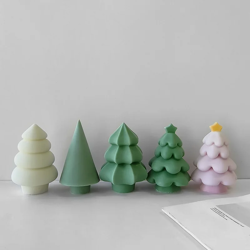 Creative Christmas Tree Silicone Candle Mold DIY Aroma Plaster Resin Molds Christmas Decoration Candle Making Supplies
