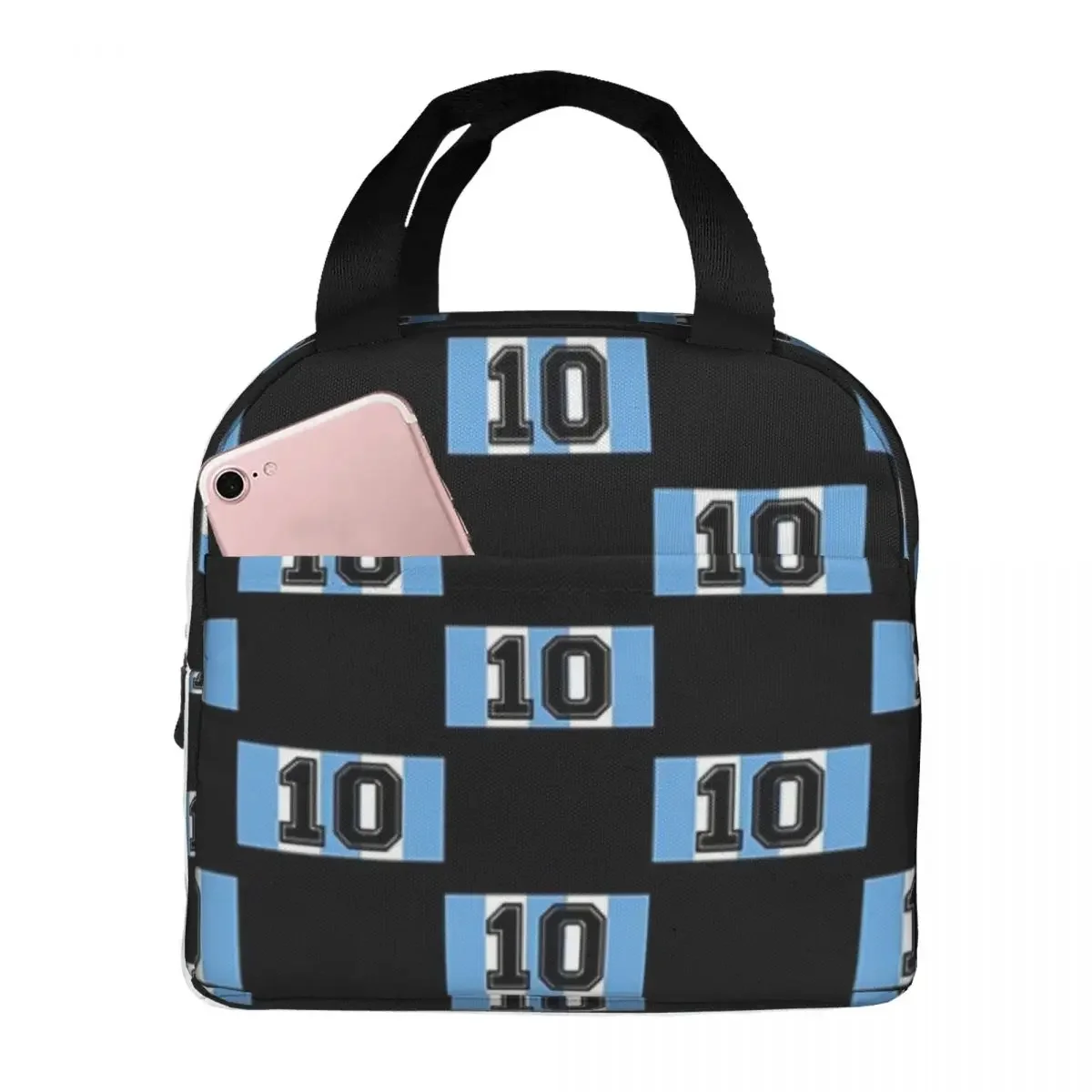 

Retro Argentina 10 Flag Football SoccerDiego Insulated Lunch Bags Leakproof Picnic Bags Lunch Tote for Woman Work Kids School