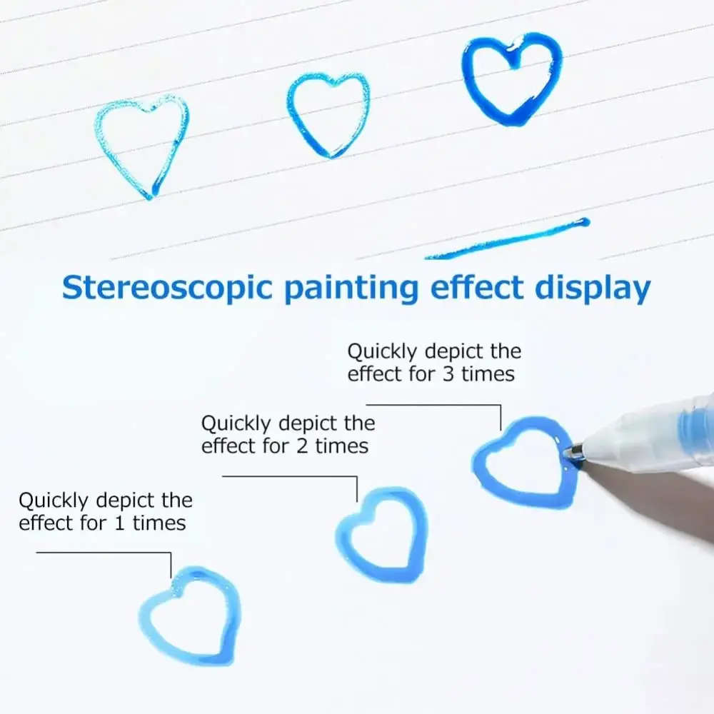 3D Stereo Pastel Pencil Cute Fluorescence Painting Gel Pen Creative Painting Bullet Diary Colored Pens Student 6 Pieces/Pack