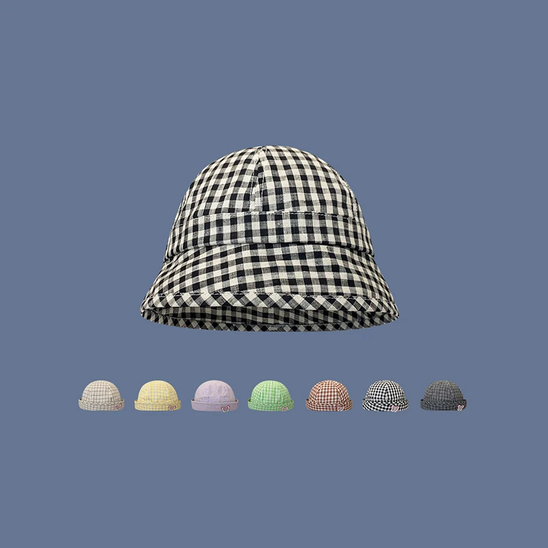 

Korean Lattice Fisherman Hat Outdoor Sunshade Flip-brimmed Melon Hat Sunscreen Men and Women Foldable BasinHat Beach Hat