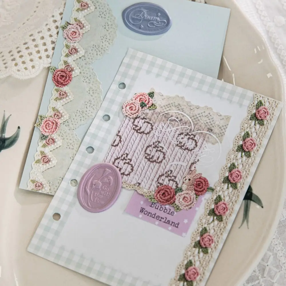 20개/봉투 수제 크로셰 시리즈 스티커 스트립 달콤한 질감의 종이 다이어리 앨범 프레임 스티커 DIY 선물