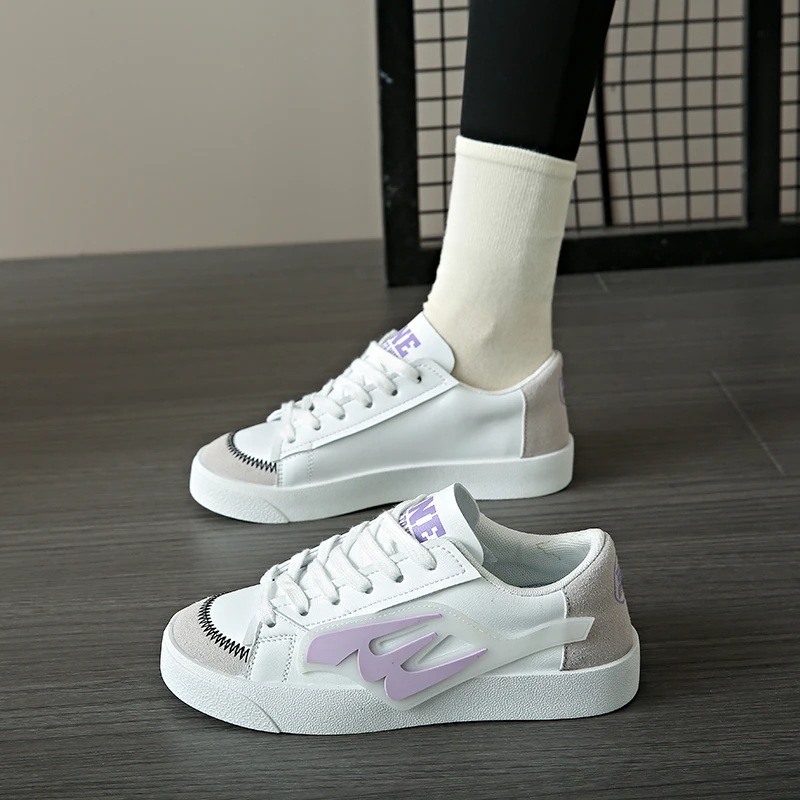 

Женские удобные туфли на шнуровке, повседневные Нескользящие туфли на плоской подошве, Вулканизированная подошва, 2024