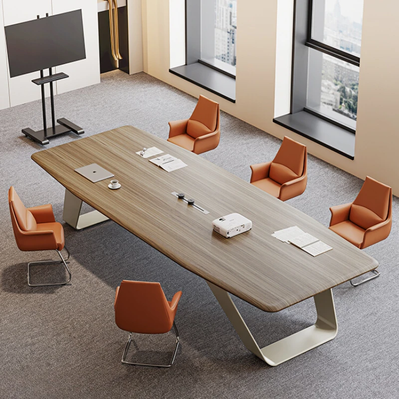 Conference table: simple modern bench table, conference room desk, large multi-person training table, negotiation table, office four person desk staff simple and modern four people