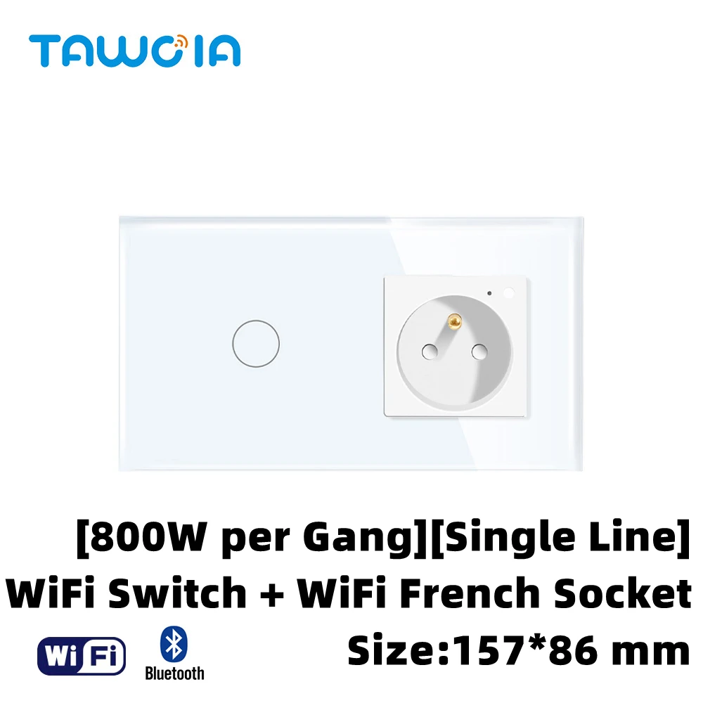 TAWOIA Socket Switch Combination EU WiFi 1/2/3 Gang Single Line Touch
