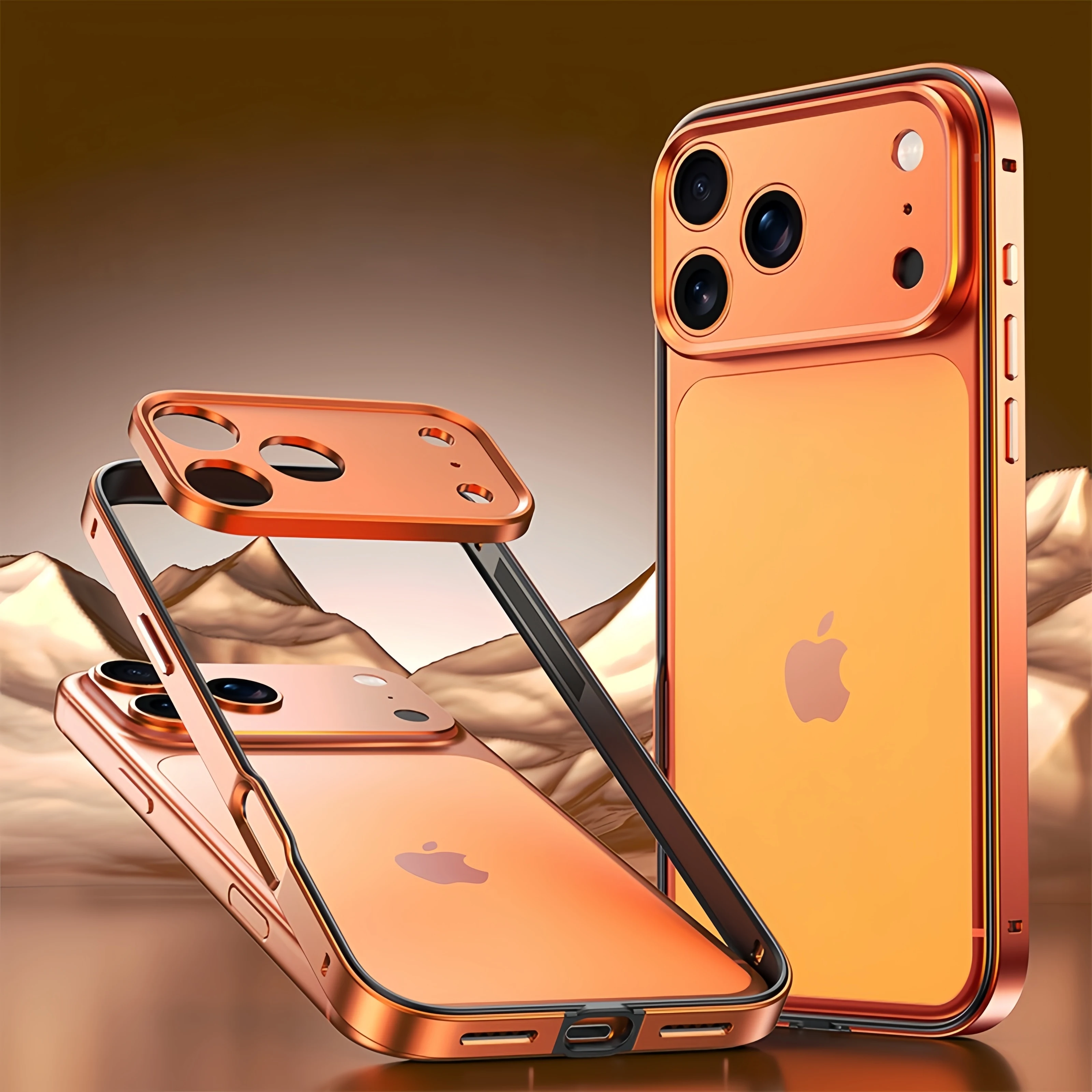 Sleek Aluminum Alloy Phone Frame with Metal Camera Lens Protector and Silicone Shockproof Bumper