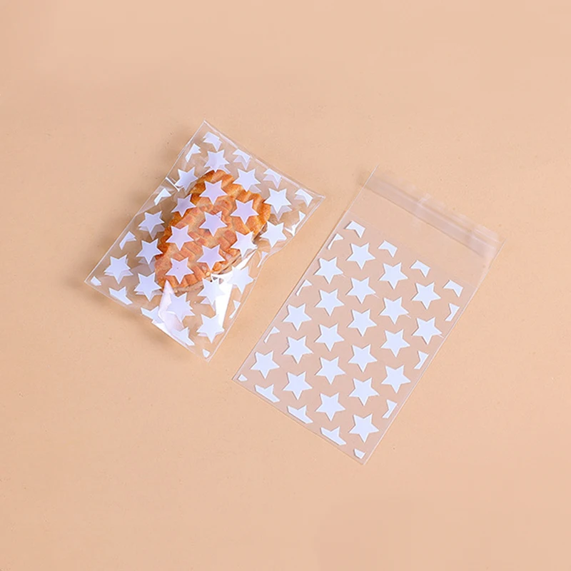 투명 캔디 가방 플라스틱 별 점 자체 접착 캔디 쿠키 베이킹 백, 결혼식 생일 파티 선물 포장 파우치, 100 개