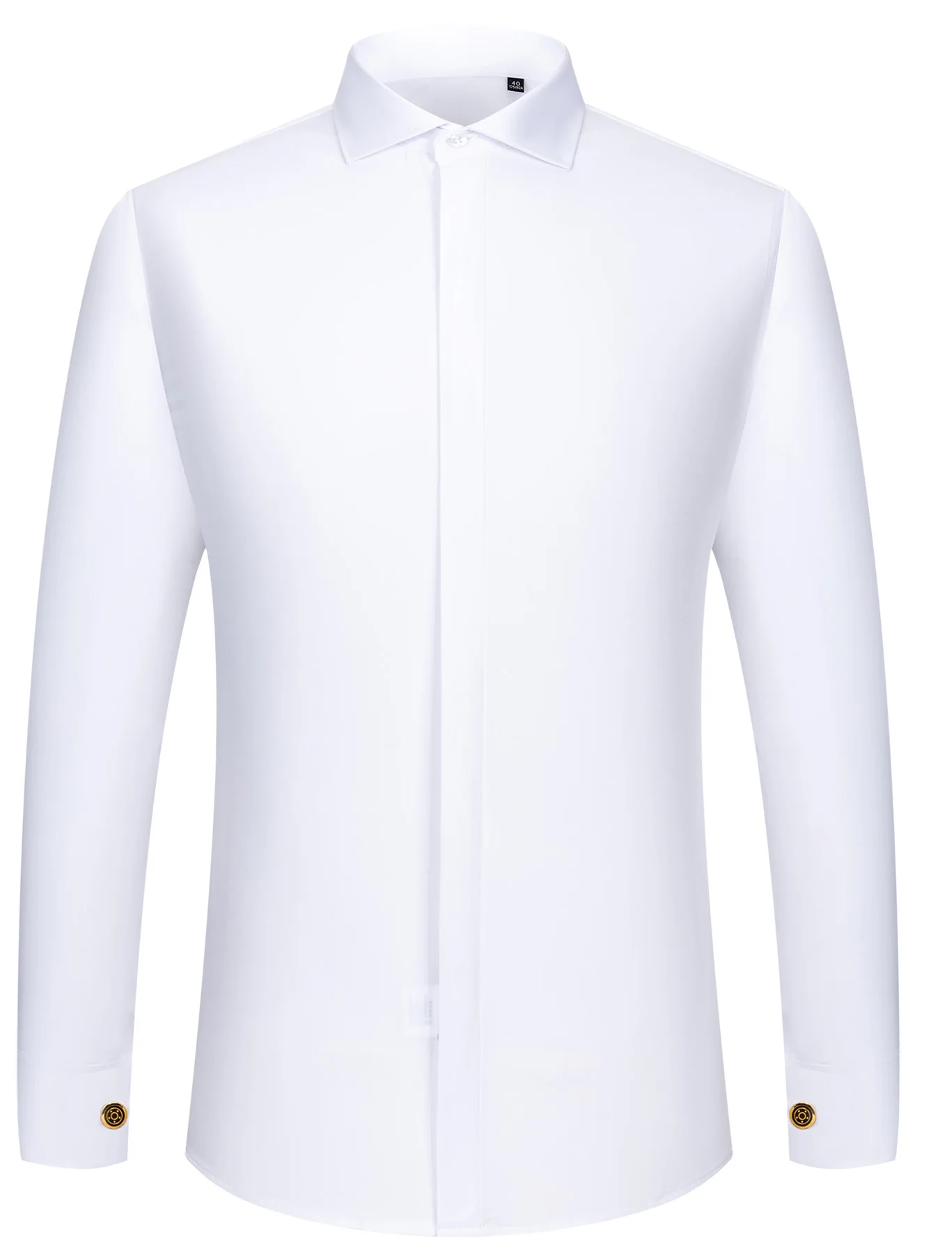 قميص رجالي بأزرار أكمام فرنسية بأكمام طويلة وأزرار...