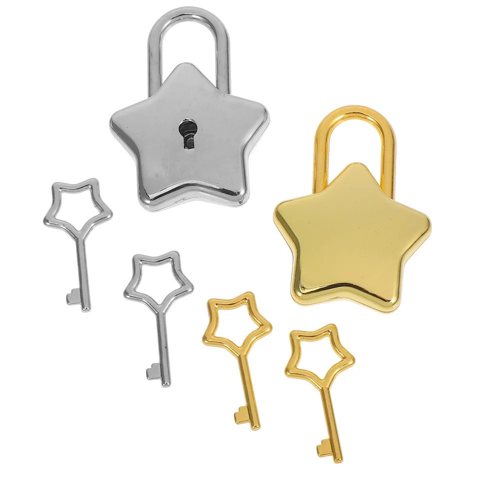 Cadeado Decorativo Estrela Dourado - Mini Cadeado 2 Chaves
