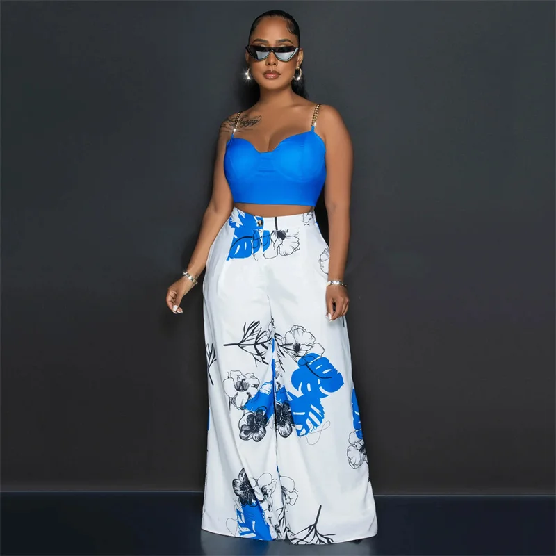 

Элегантный осенний наряд Znaiml для женщин, комплект из 2 предметов с брюками, праздничный укороченный топ и широкие брюки, подходящий костюм, клубная одежда