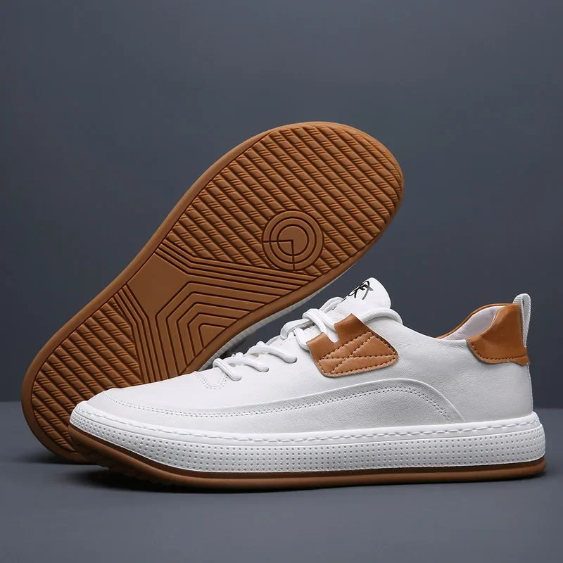 Trendy Spring Autumn Men's Leather Clown Shoes 2023 Casual Fashion Sports Shoes With Thick Sole Anti-Slip Breathable Rubber Uppe 3
