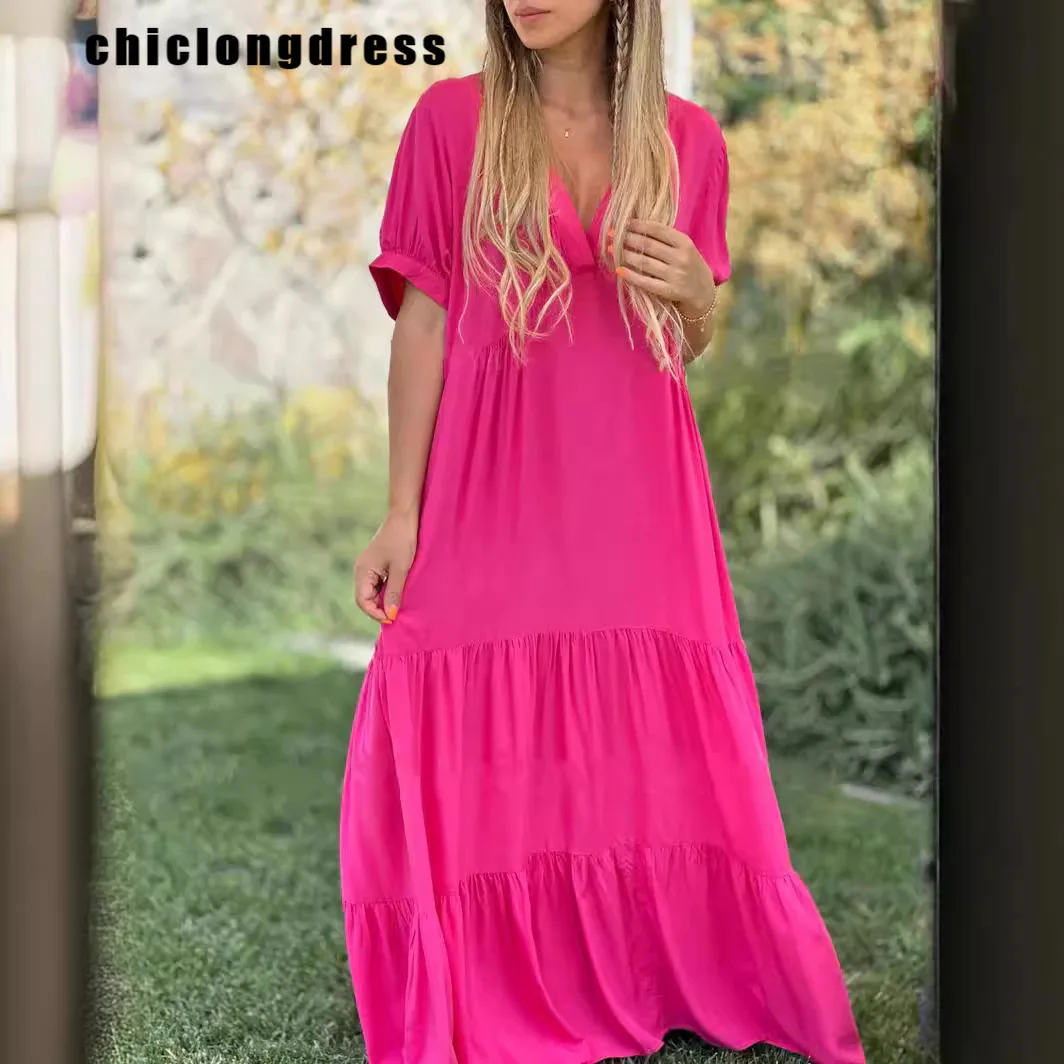 

Платье женское ТРАПЕЦИЕВИДНОЕ с V-образным вырезом и коротким рукавом