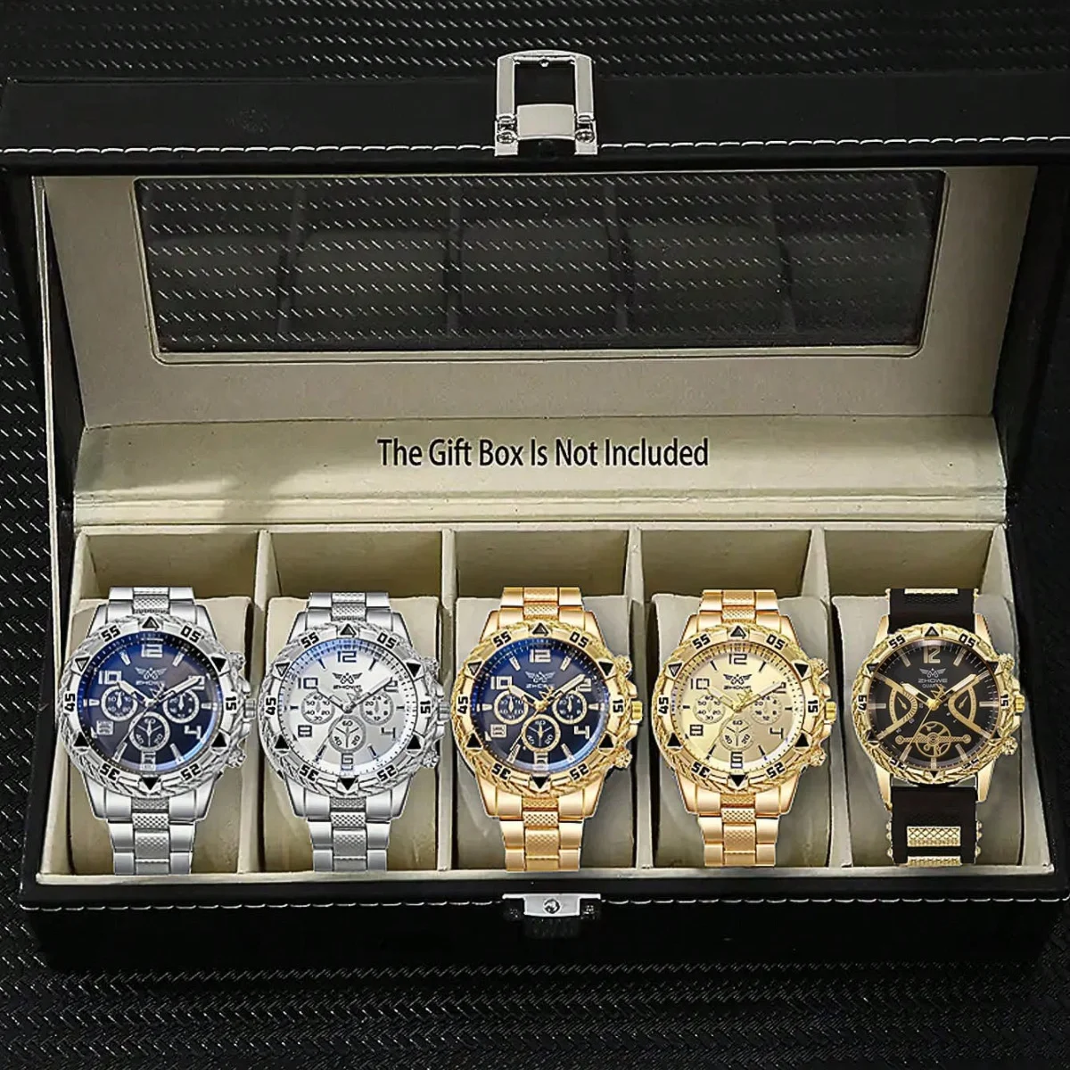 5pcs men's stainless steel strap fashionable business style quartz watch set, suitable for daily decoration and holiday gifts