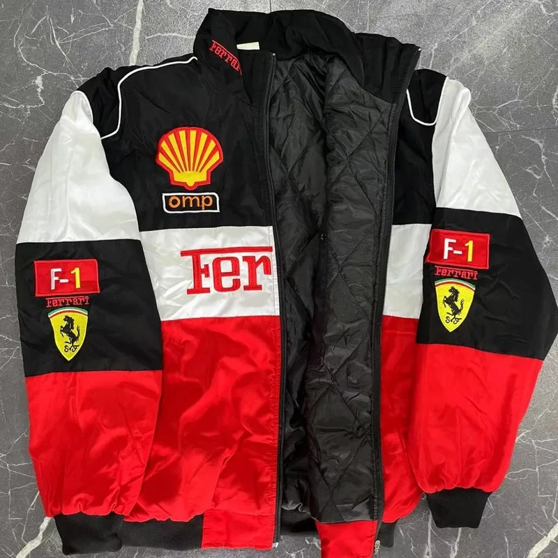 Motorcycle Jacket Motorcycle Clothing Autumn/Winter Printed Embroidered Cotton Jacket For Men And Women Loose Warm