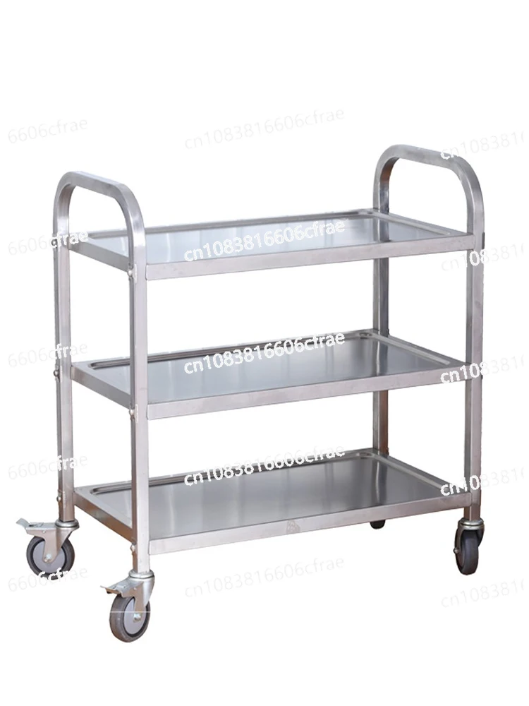 

Ultra thick stainless steel dining cart, small cart, hotel bowl collection cart, double-layer commercial vehicle