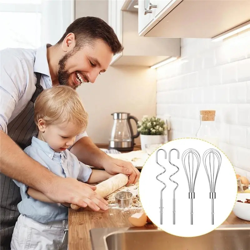 【PASSIONE 】For Kitchenaid Hand Mixers Compatible Accessories:Hand Mixer Attachments Egg Beater Blending Rod Dough Hook Whisk Ble