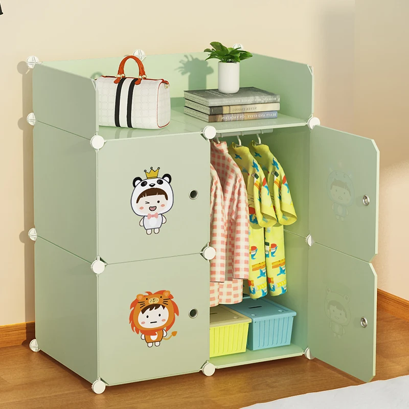 Dresses Baby Wardrobe Children's Wardrobe Wardrobes Plastic Cabinet Kids Organizer Cheap Closet Four Door Children's Furniture