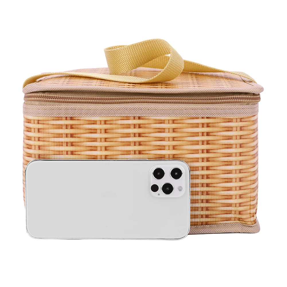 방수 식기류 식품 용기 카키색 도시락 바구니 보온 보냉 캠핑 가방 22x14x12cm