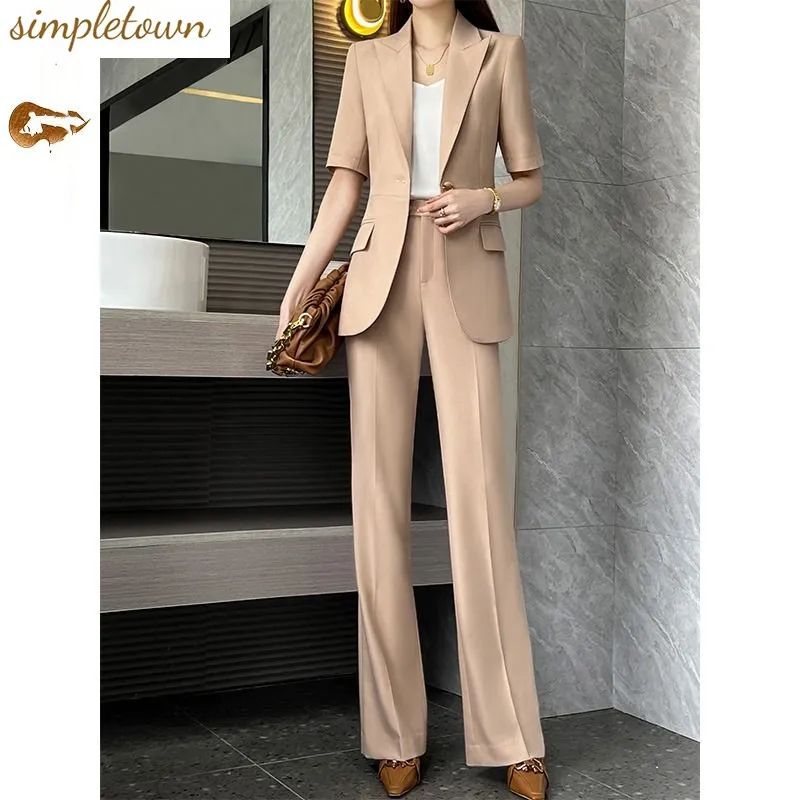 2023 Spring/Summer New Foreign Trade High End Suit Set Women's Summer Short Sleeve Fashion Slim Fit Suit Trend elmsk men s spring and autumn outdoor casual pants european and american foreign trade cotton large straight length pants yout